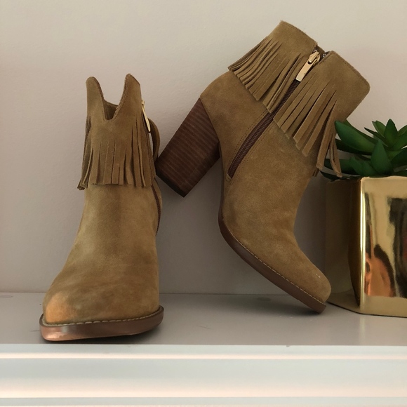 Neiman Marcus Shoes - Neiman Marcus Suede Fringe Bootie